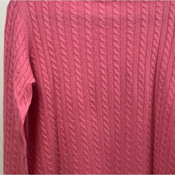 CHARTER CLUB  2 Ply 100% Cashmere Cable Knit Sweater Turtleneck Pink Size Medium - Picture 14 of 14